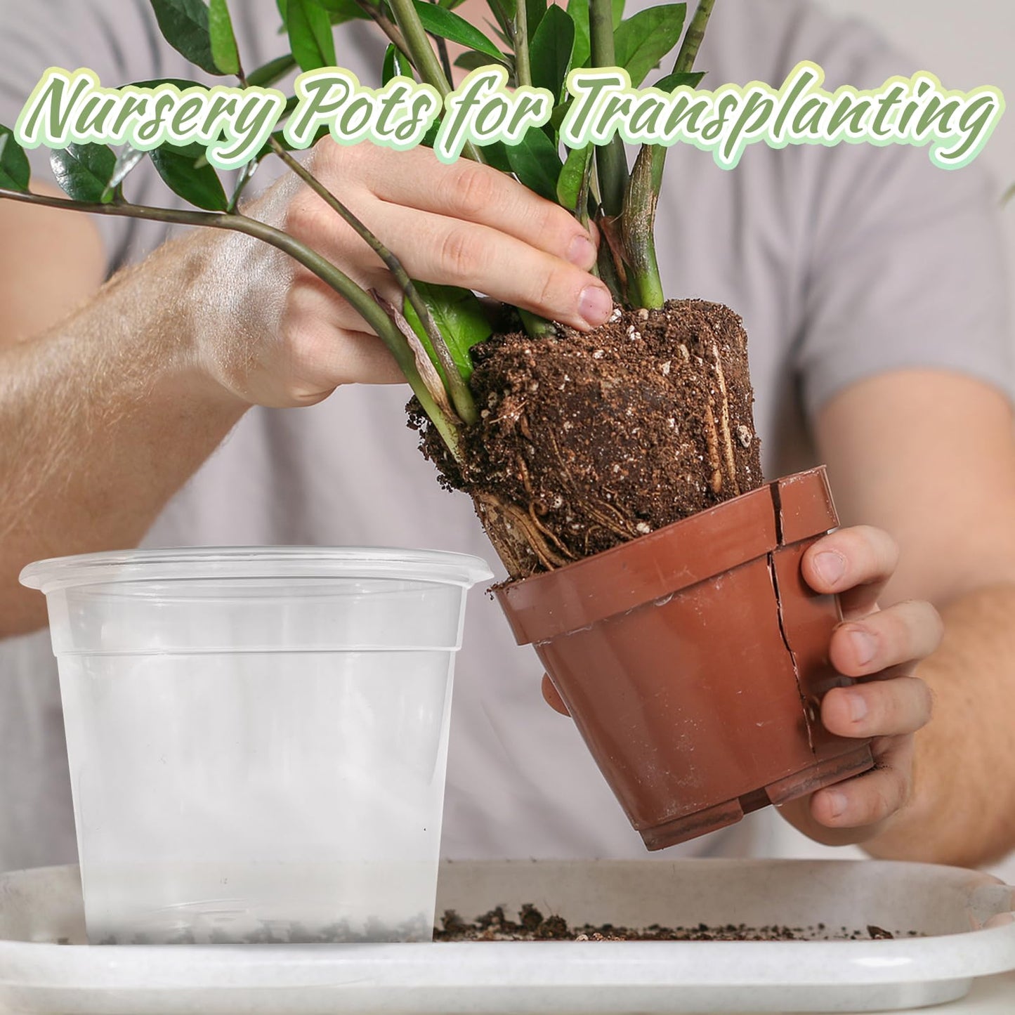 Plant Pots,Black Plastic Pots with Drainage Holes