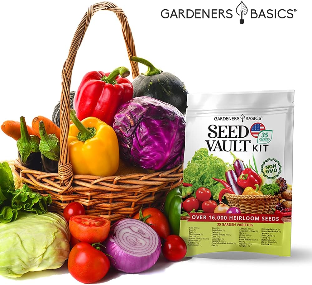 Gardeners Basic Seeds Garden Kit Over 16,000 Seeds Non-GMO and Heirloom