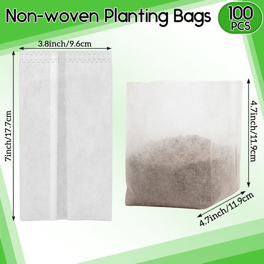 Nursery Grow Bags - 100 PCS Non-Woven Bag, Starter Packs for Plants Seeding (4.7"x4.7")