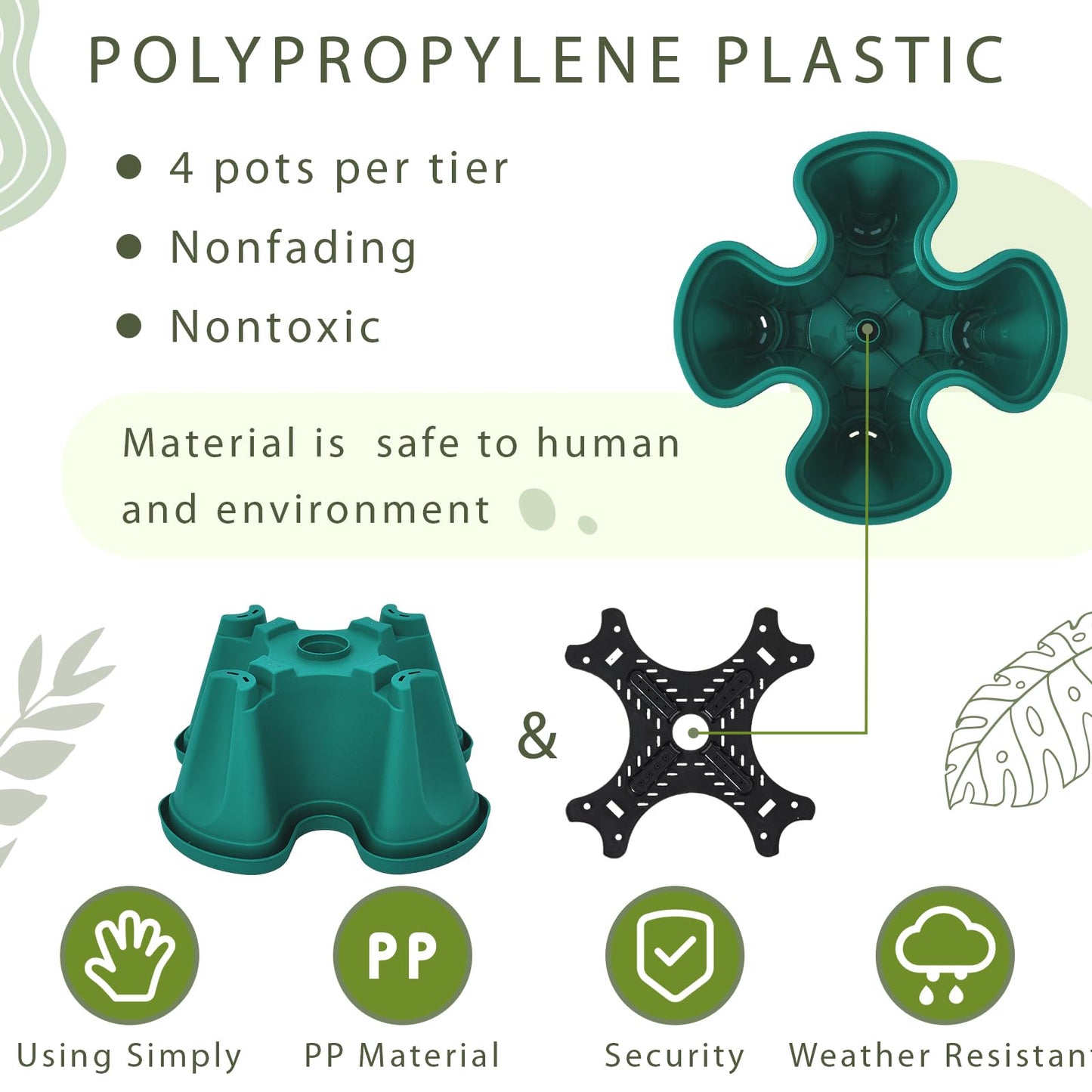 Set(2) of 7 Tier Vertical Planter Tower with Removable Wheels and Tools