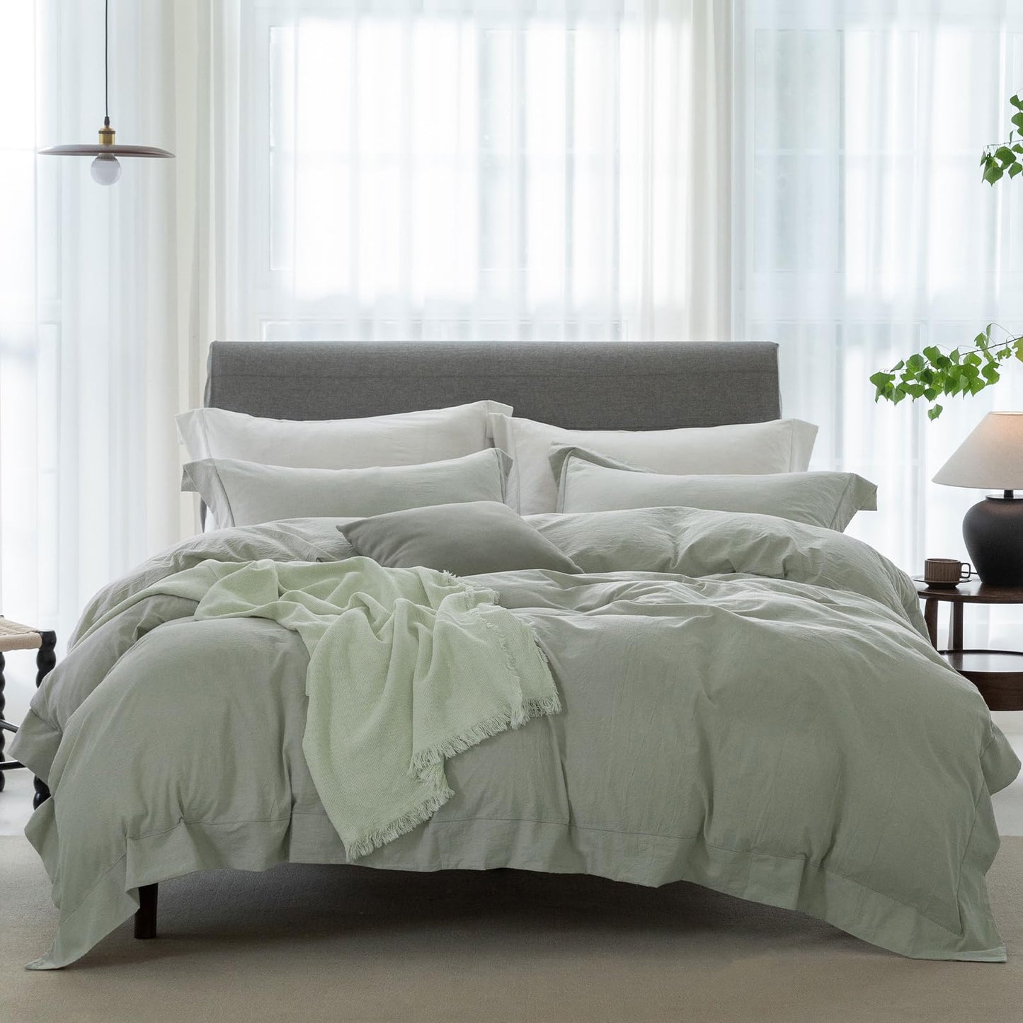 Bedding Duvet Cover Set Linen Like Texture 100% Cotton - Breathable