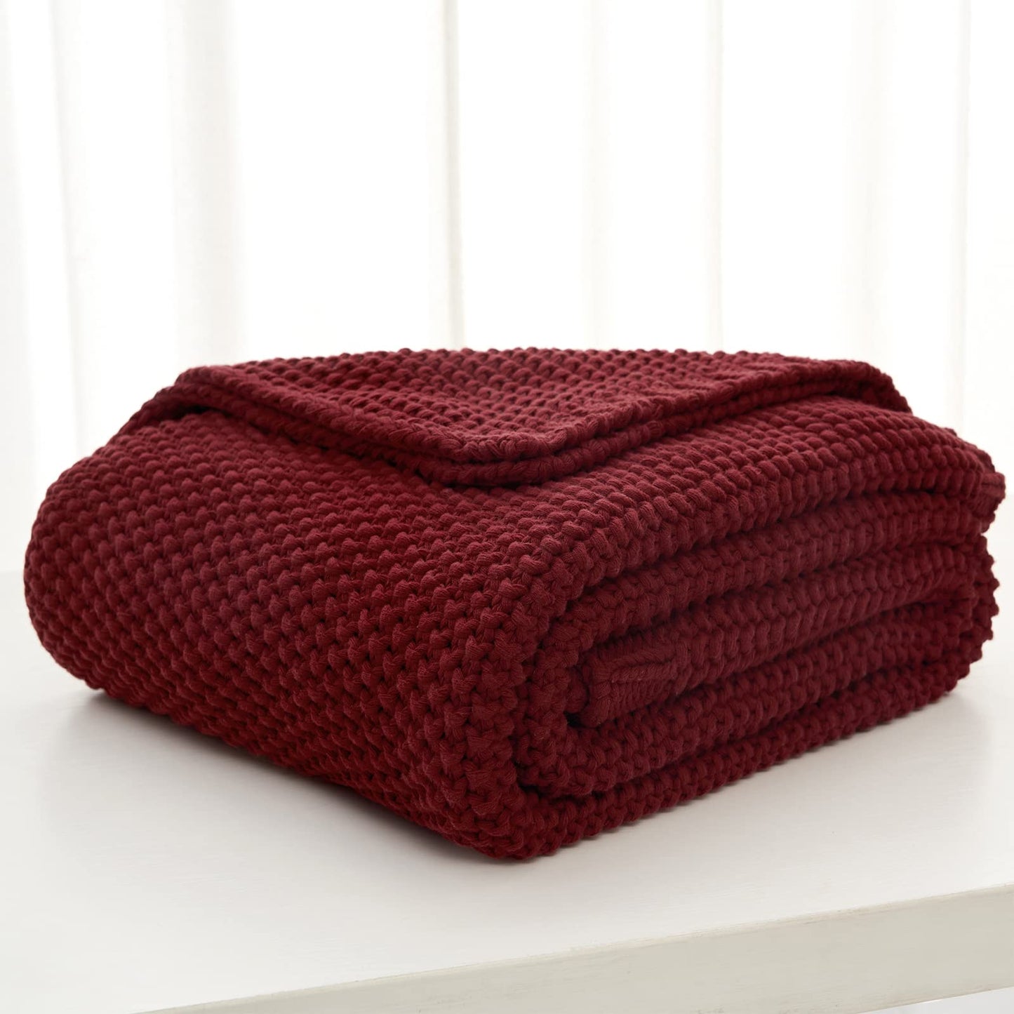 Chunky Cable Knit Throw Blanket Lightweight 100% Organic Cotton