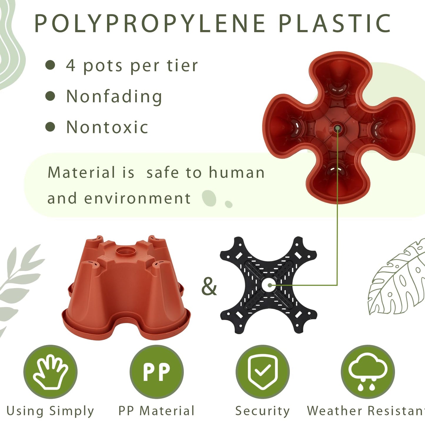 Set(2) of 7 Tier Vertical Planter Tower with Removable Wheels and Tools