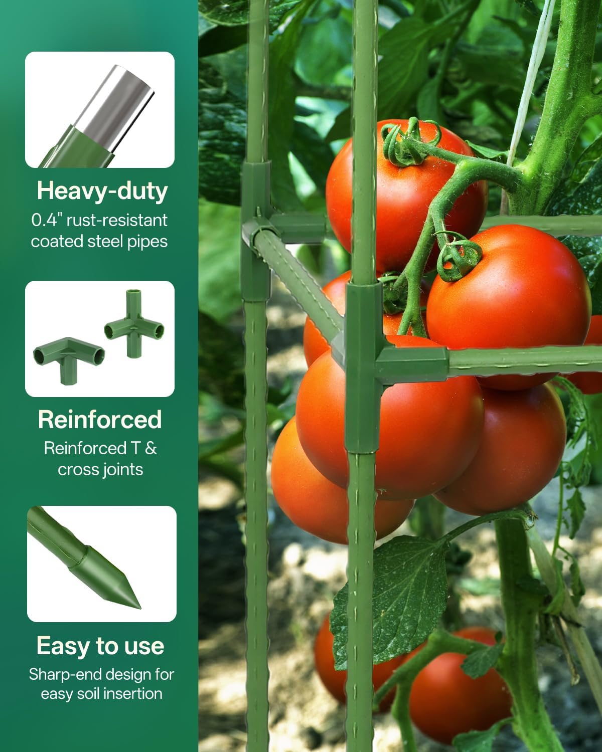 3 Pack Square Tomato Support Cagest for Climbing Vegetables, Flowers, Beans, Cucumber Peony