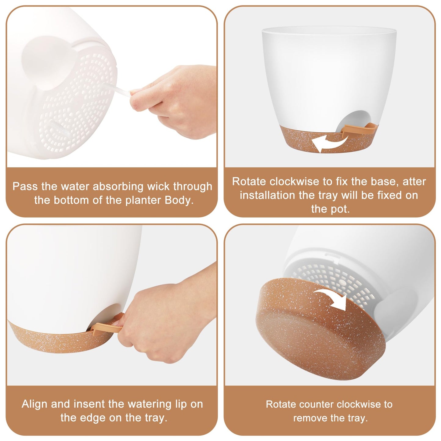 Self Watering Pots, Set of 5 Plastic Planters INdoor/Outdoor