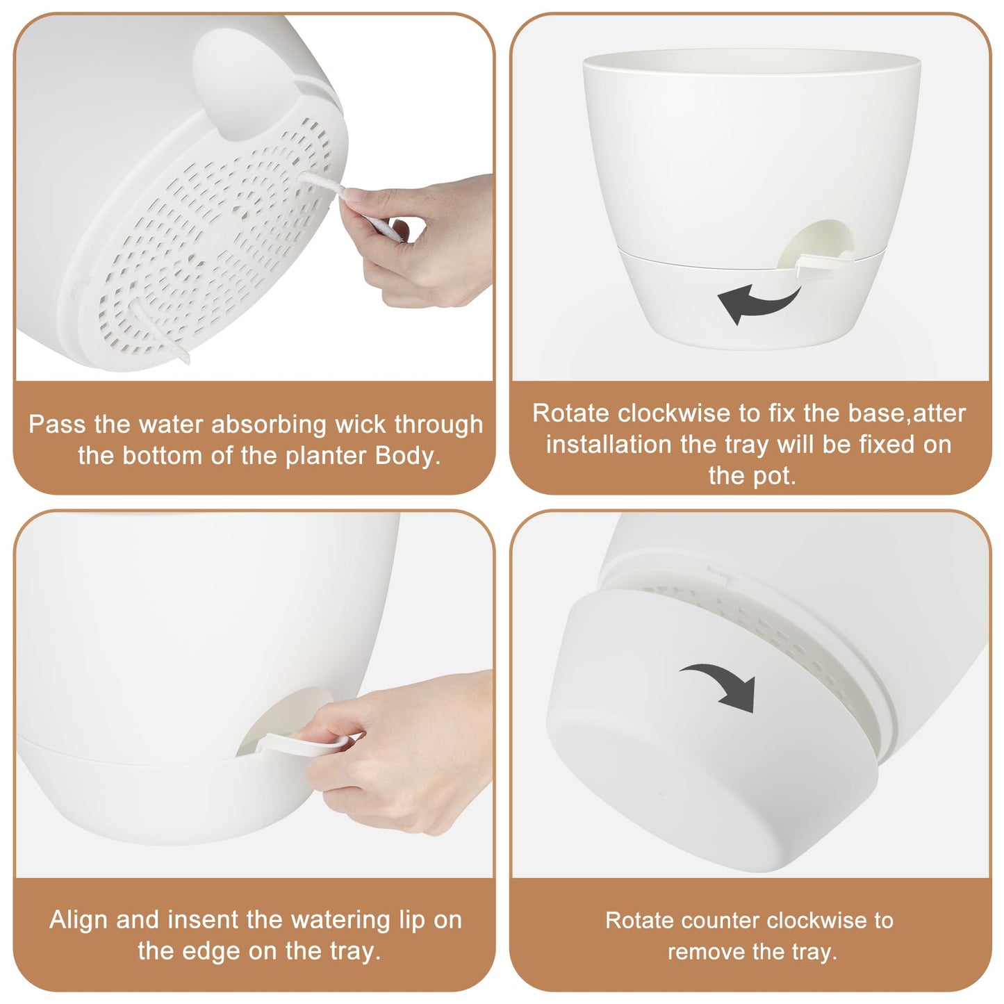 Self Watering Pots, Set of 5 Plastic Planters INdoor/Outdoor