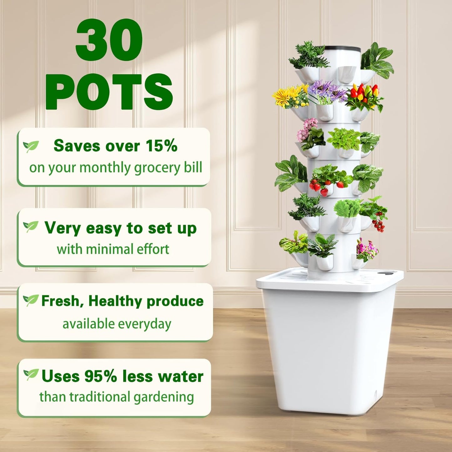 30 Plants Hydroponic Growing System Kit with Water Pump
