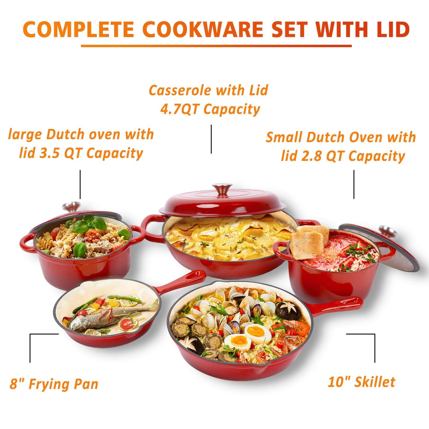 Cast Iron Set (Enameled), Gas/Induction Compatible, PFA Free