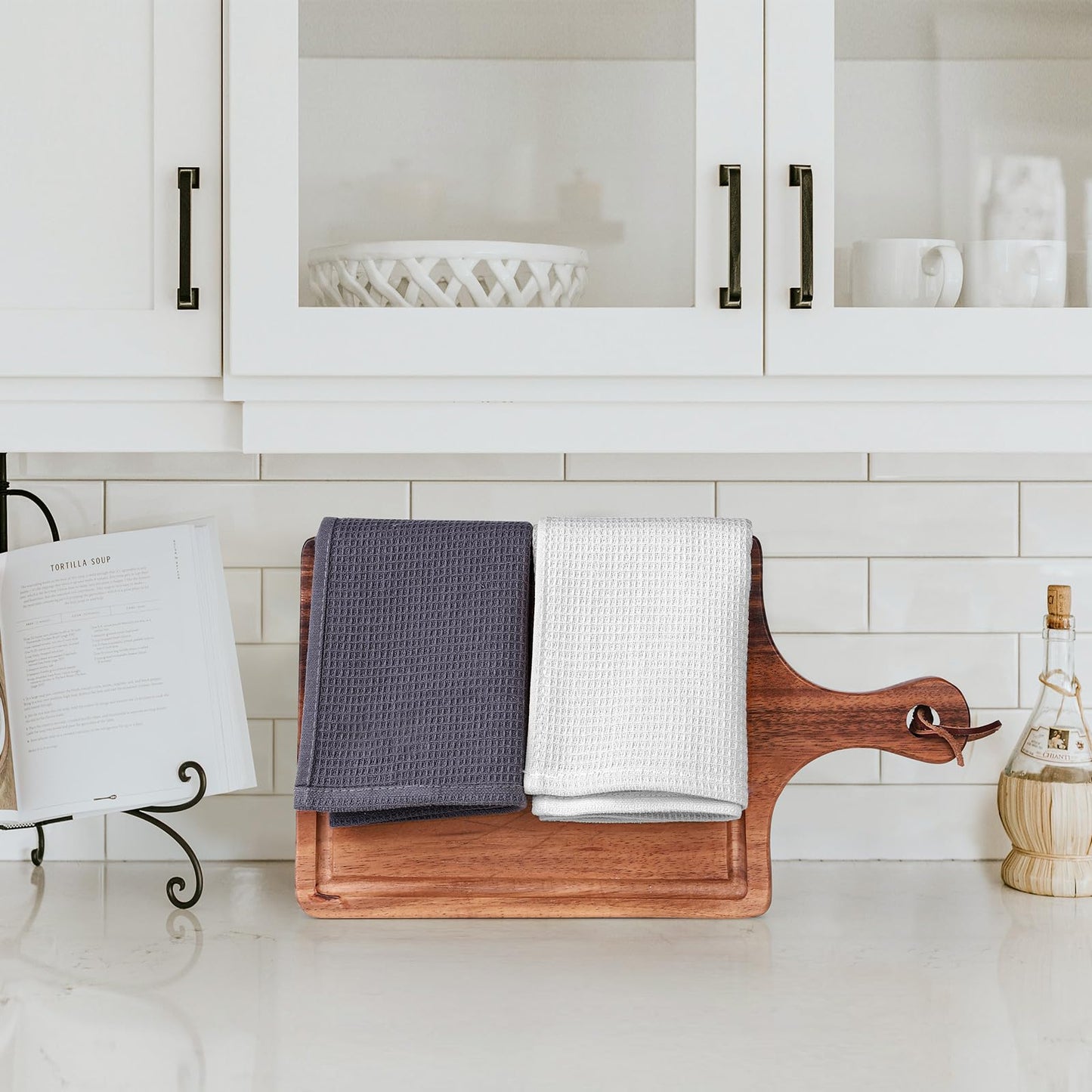 Dish Towels Set, 100% Cotton 6 Pack, Super Absorbent for Drying and Cleaning