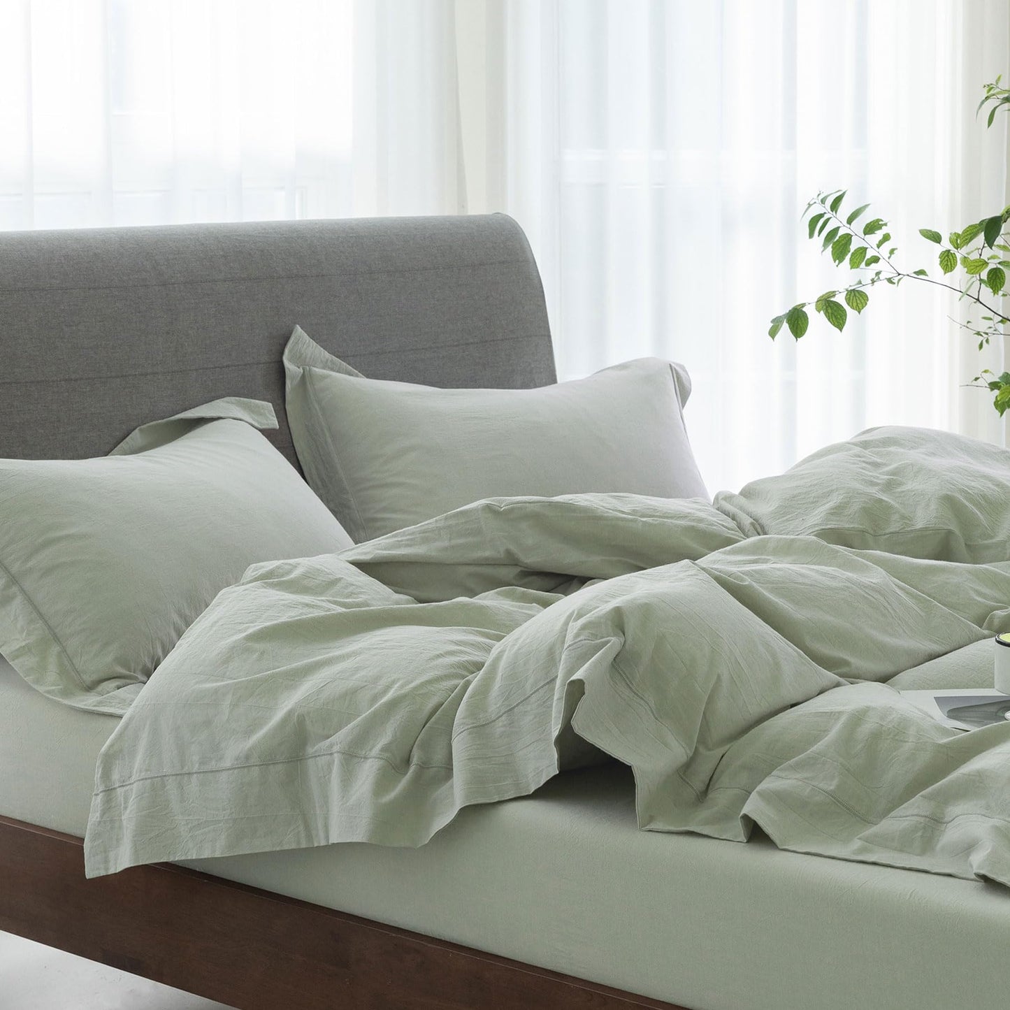 Bedding Duvet Cover Set Linen Like Texture 100% Cotton - Breathable