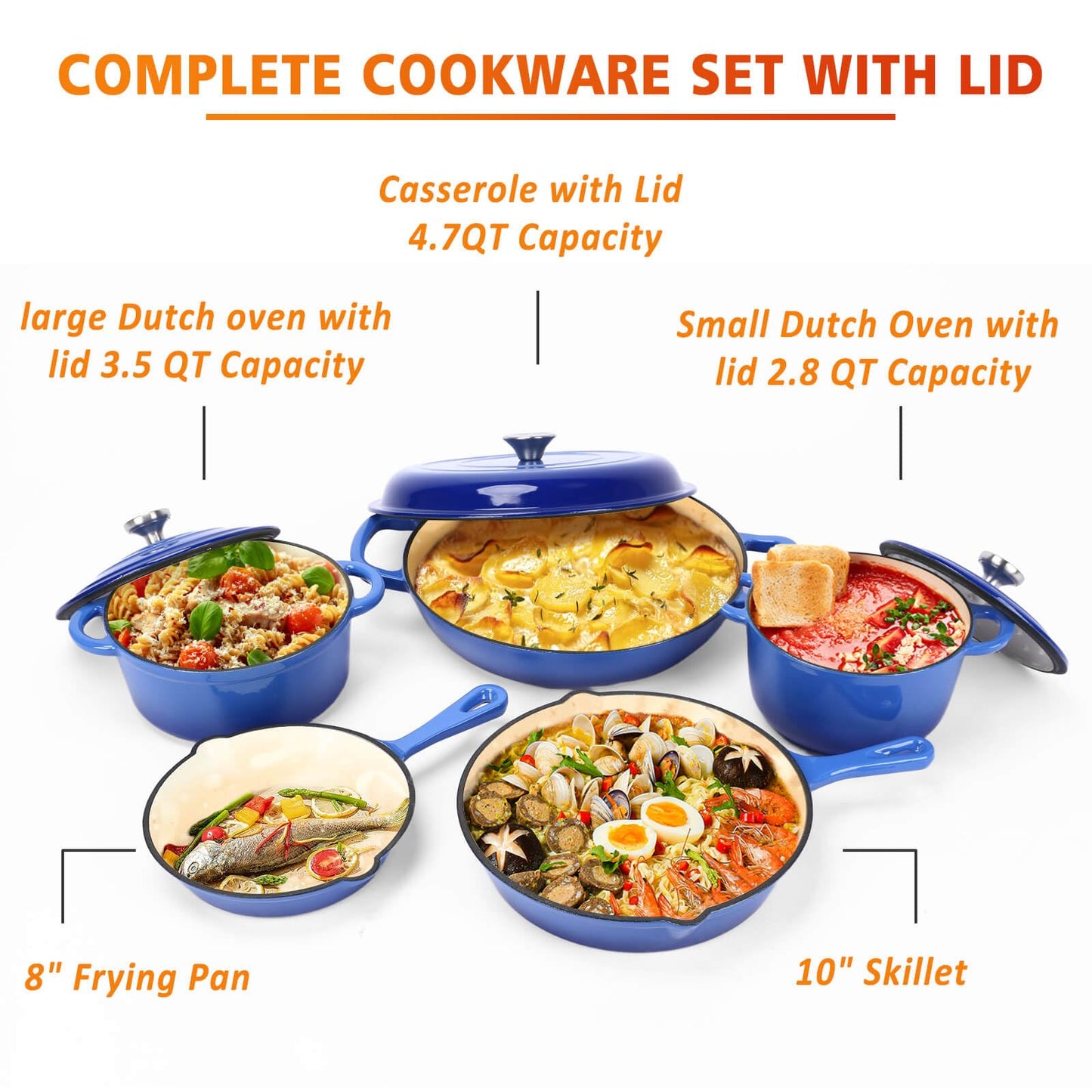 Cast Iron Set (Enameled), Gas/Induction Compatible, PFA Free