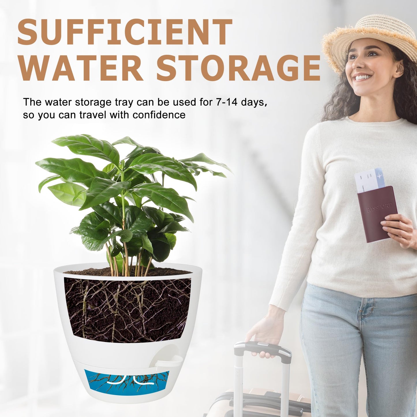 Self Watering Pots, Set of 5 Plastic Planters INdoor/Outdoor