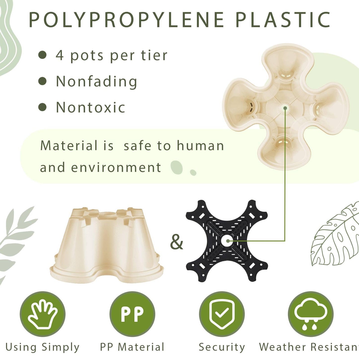 Set(2) of 7 Tier Vertical Planter Tower with Removable Wheels and Tools