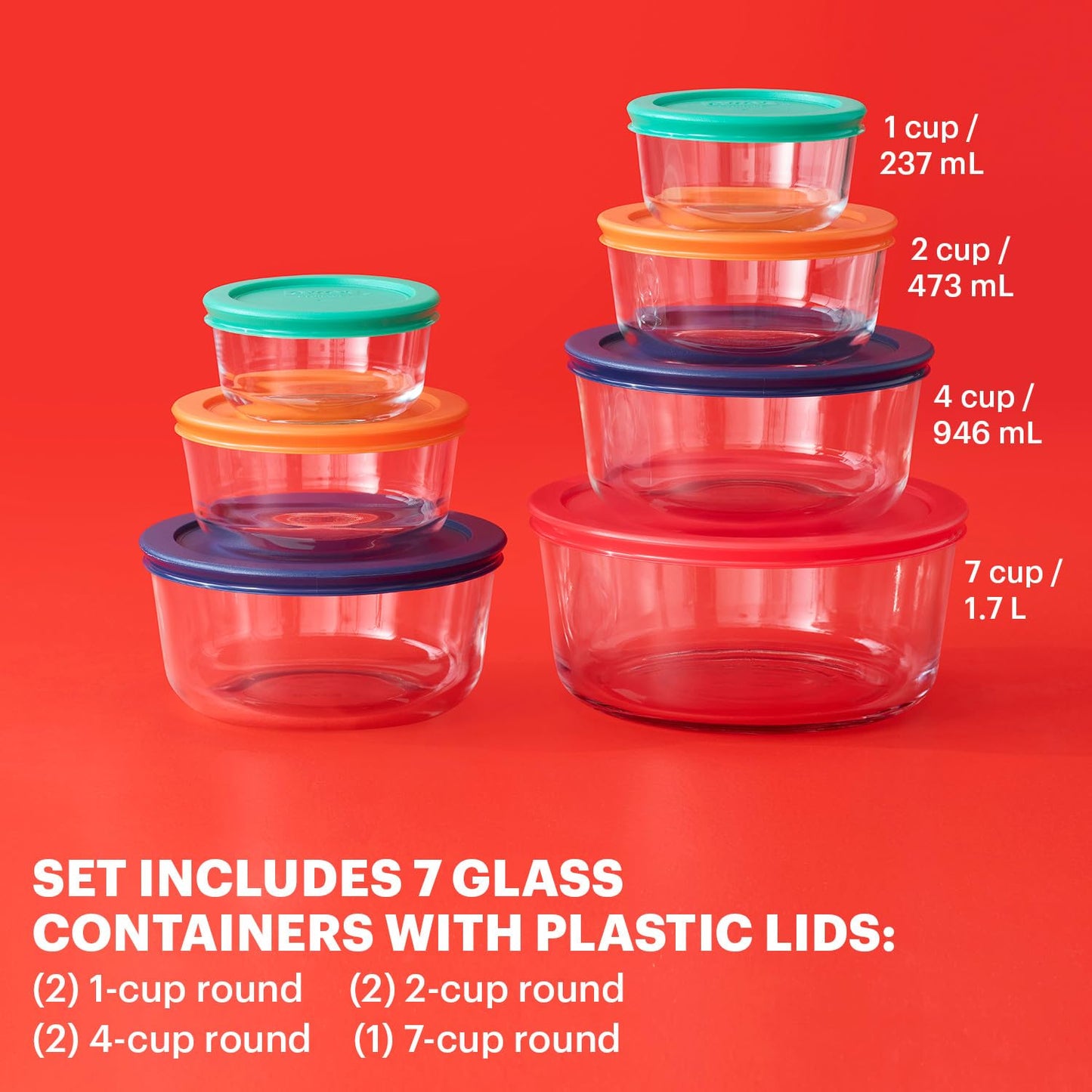 Pyrex Glass Food Storage Set, BPA-Free, Dishwasher & Microwave Safe