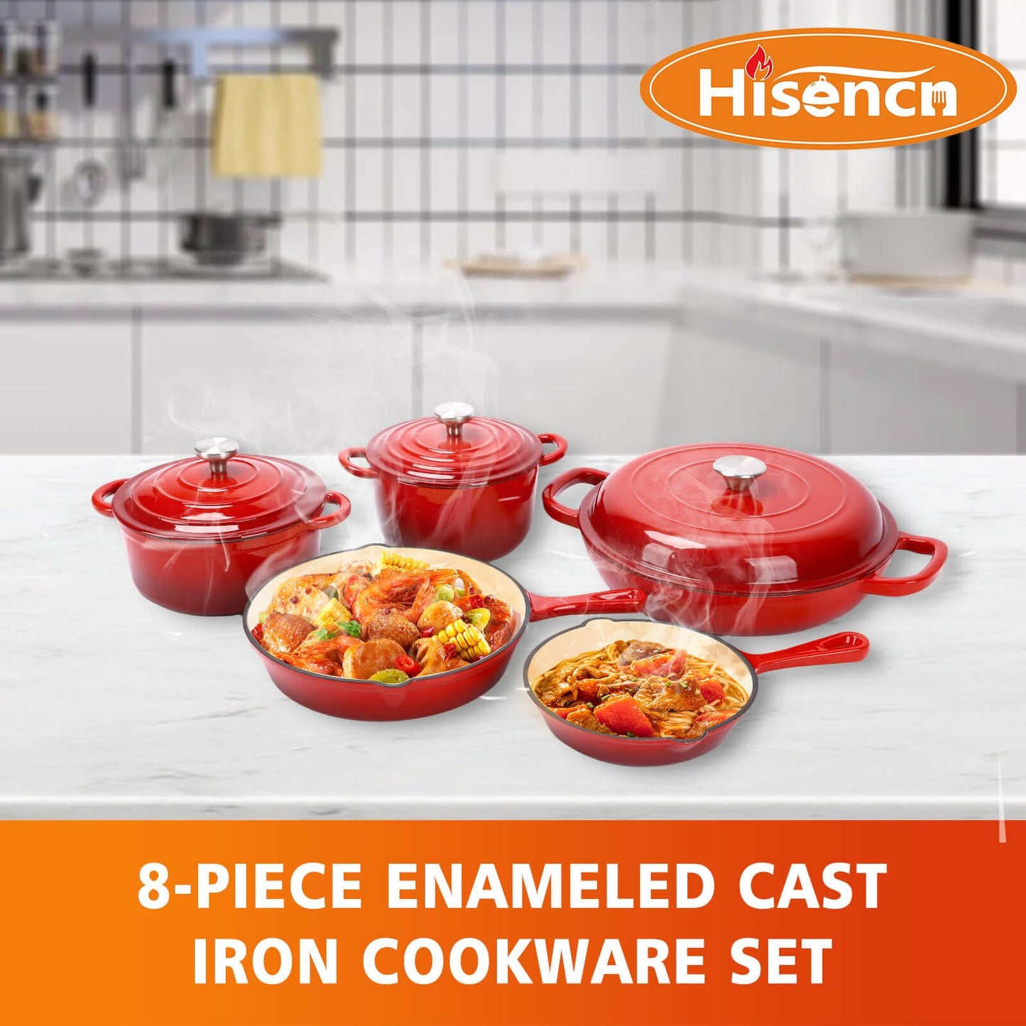 Cast Iron Set (Enameled), Gas/Induction Compatible, PFA Free