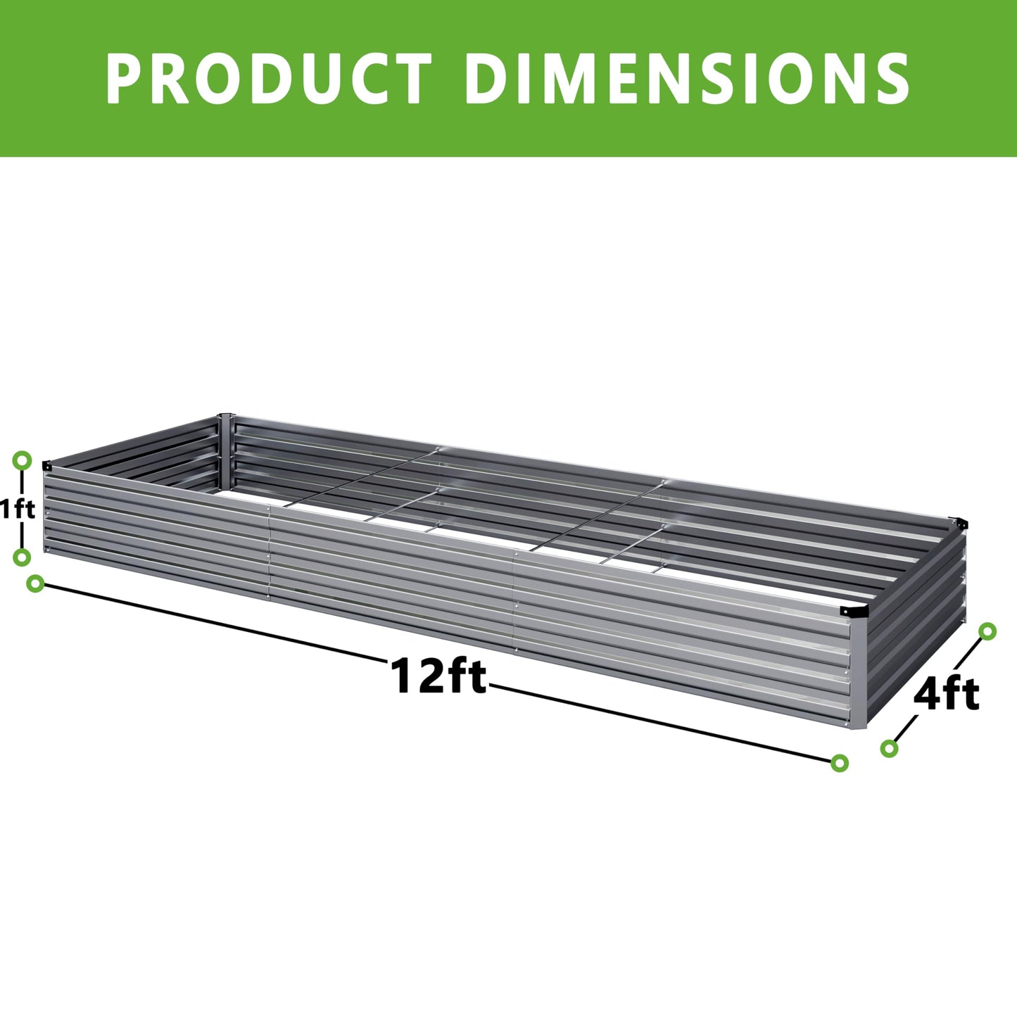 Raised Garden Bed Kit, Rectangle Metal Flower Box,Large Planter Raised Beds