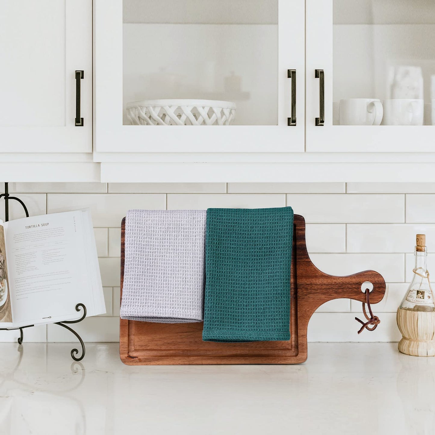 Dish Towels Set, 100% Cotton 6 Pack, Super Absorbent for Drying and Cleaning