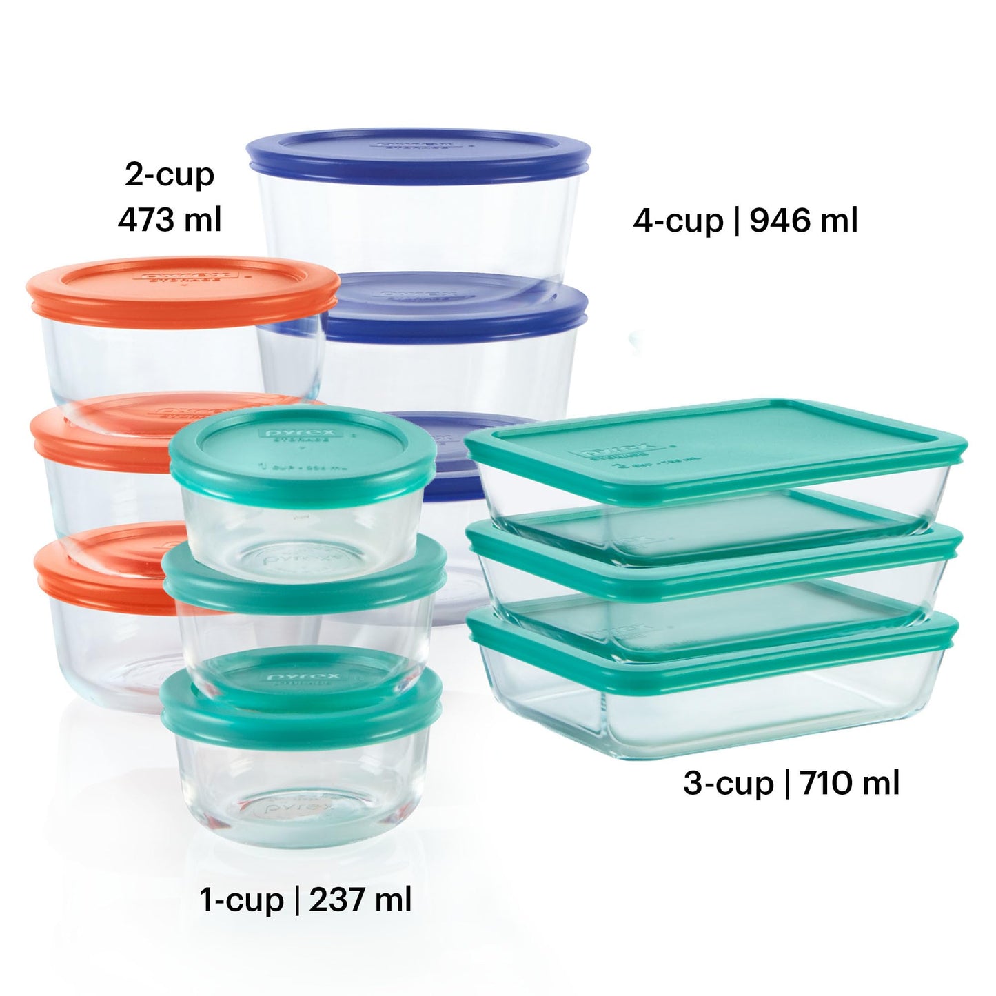 Pyrex Glass Food Storage Set, BPA-Free, Dishwasher & Microwave Safe