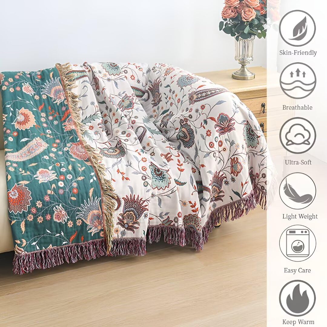Boho 100% Soft Cozy Cotton Quilt