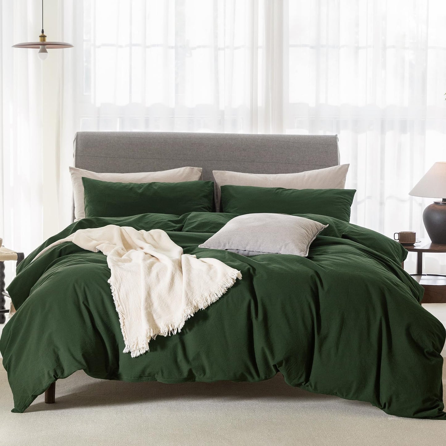 Bedding Duvet Cover Set Linen Like Texture 100% Cotton - Breathable