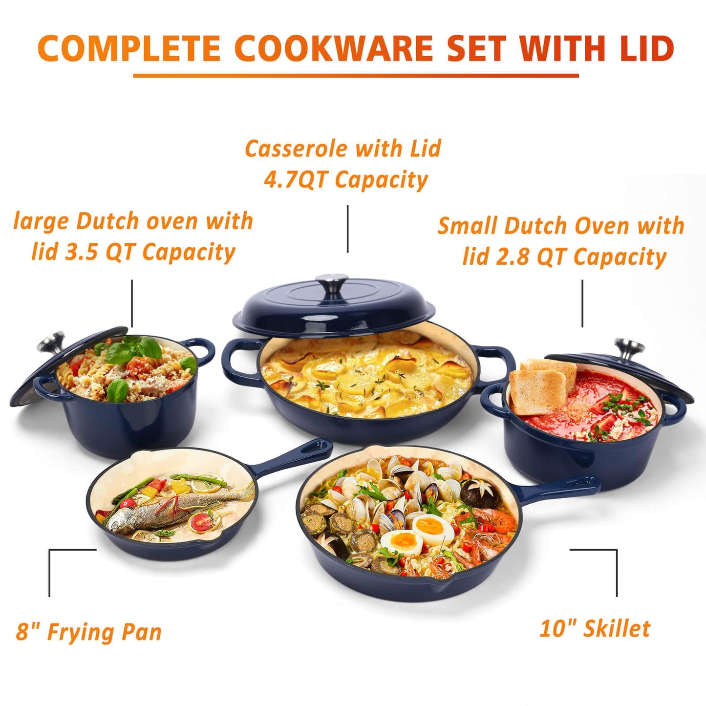 Cast Iron Set (Enameled), Gas/Induction Compatible, PFA Free