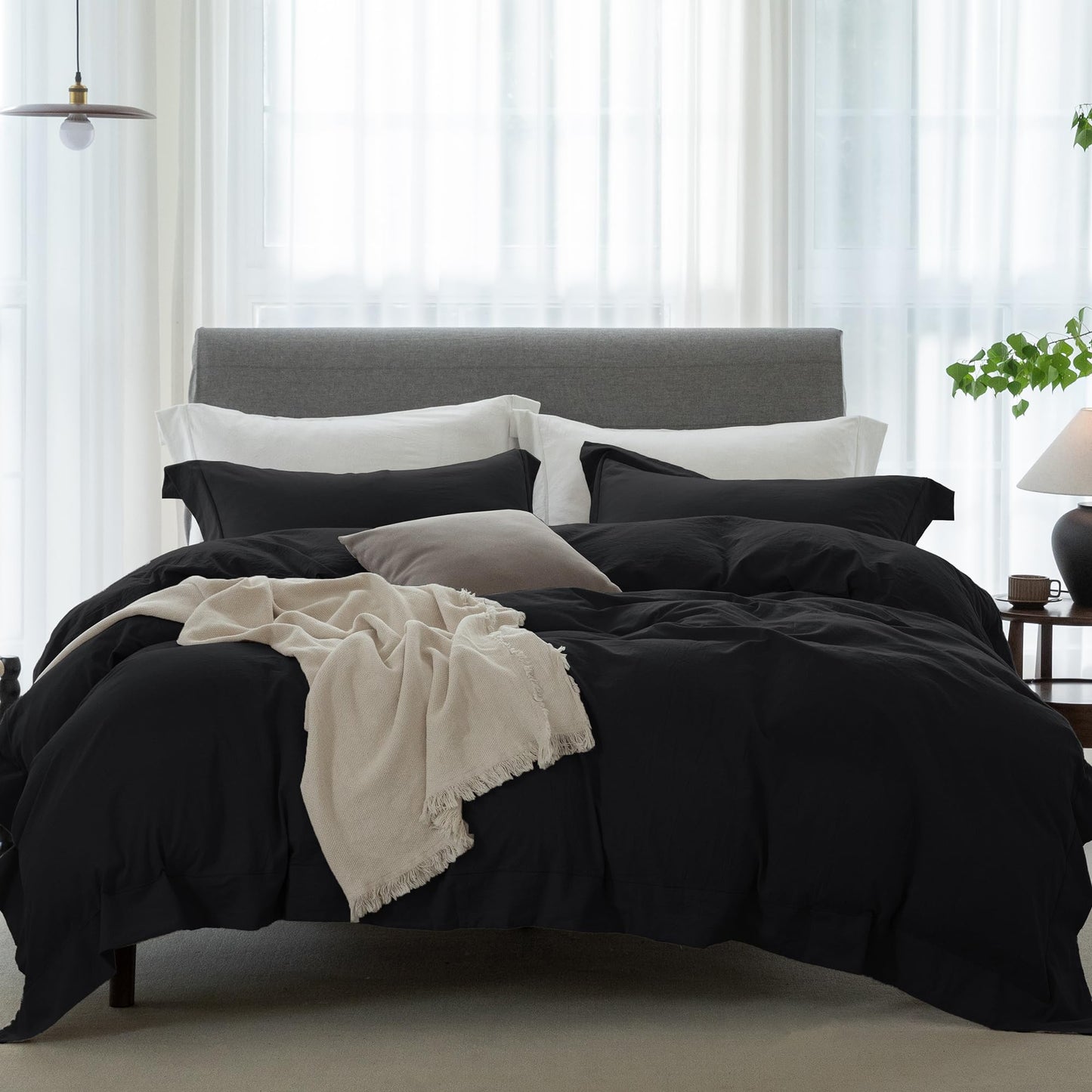 Bedding Duvet Cover Set Linen Like Texture 100% Cotton - Breathable