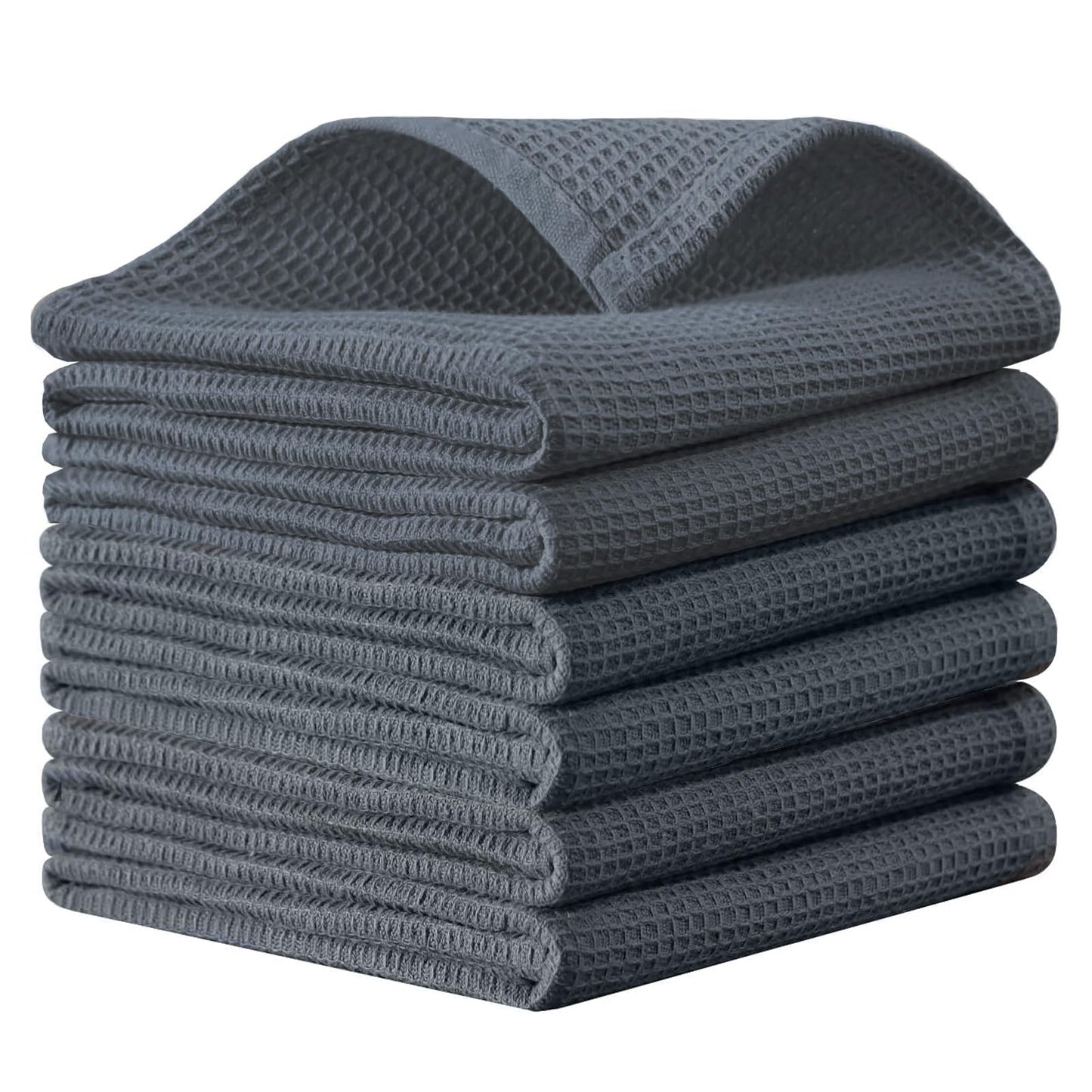 Dish Towels Set, 100% Cotton 6 Pack, Super Absorbent for Drying and Cleaning