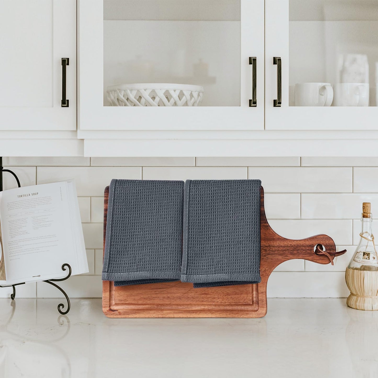 Dish Towels Set, 100% Cotton 6 Pack, Super Absorbent for Drying and Cleaning