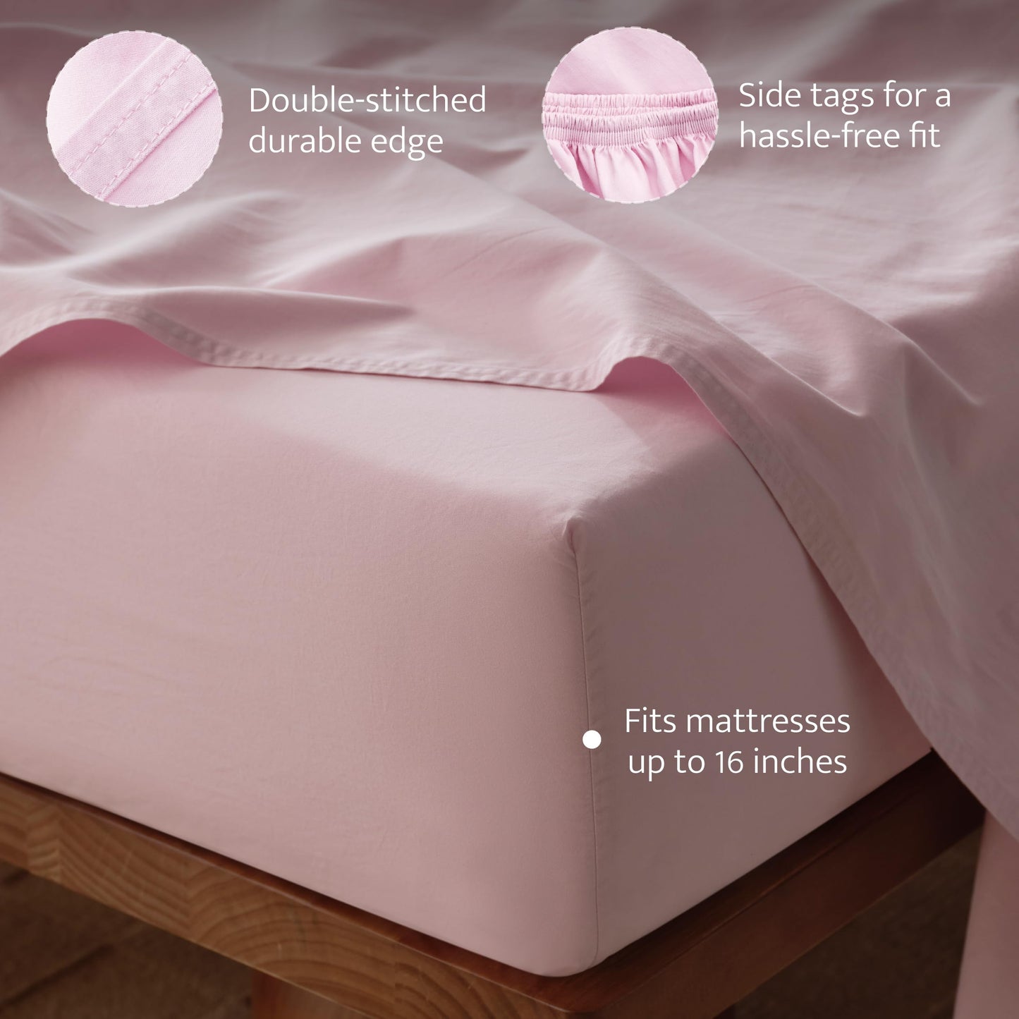 Double Stitch Organic Cotton Sheets - Soft & Breathable Sheet Set 4 Piece, Luxury 300 TC