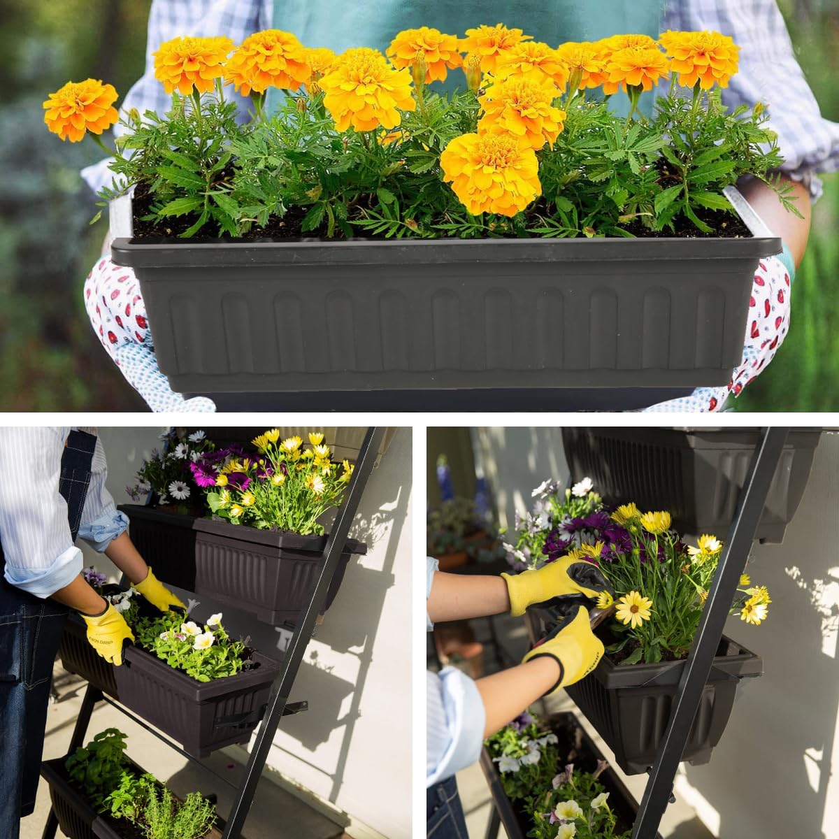 5-Tier Elevated Garden Bed with Lockable Caster Wheels