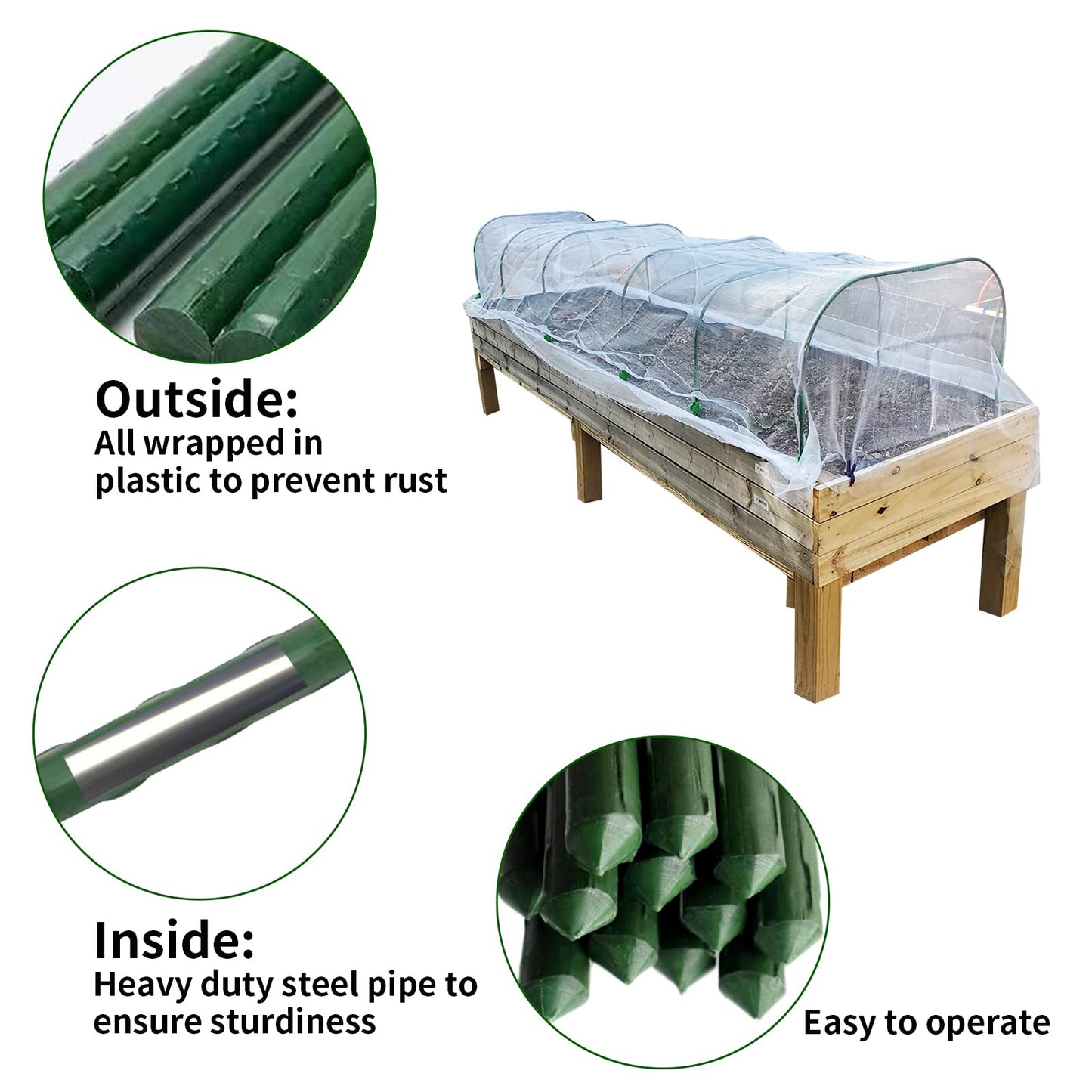 Garden Netting Kit, Garden Netting Kit for Raised Beds - 6pcs Garden Hoops with 8x20 ft Ultra Fine Garden Netting & 24 Clips, Protection Plant Covers for Greenhouse Vegetable Row Cover Bird