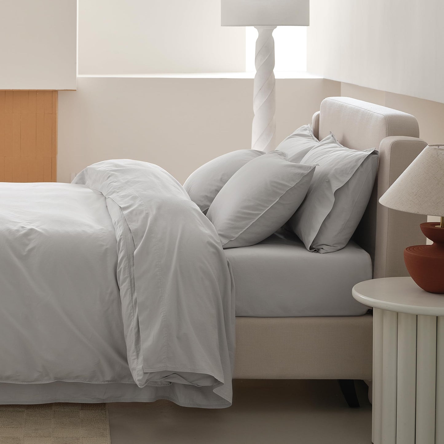 Double Stitch Organic Cotton Sheets - Soft & Breathable Sheet Set 4 Piece, Luxury 300 TC