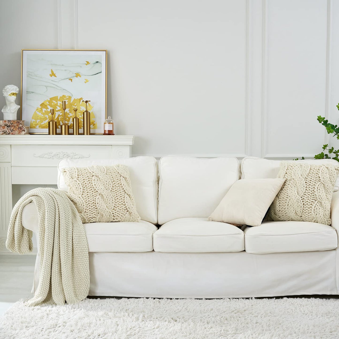 Chunky Cable Knit Throw Blanket Lightweight 100% Organic Cotton