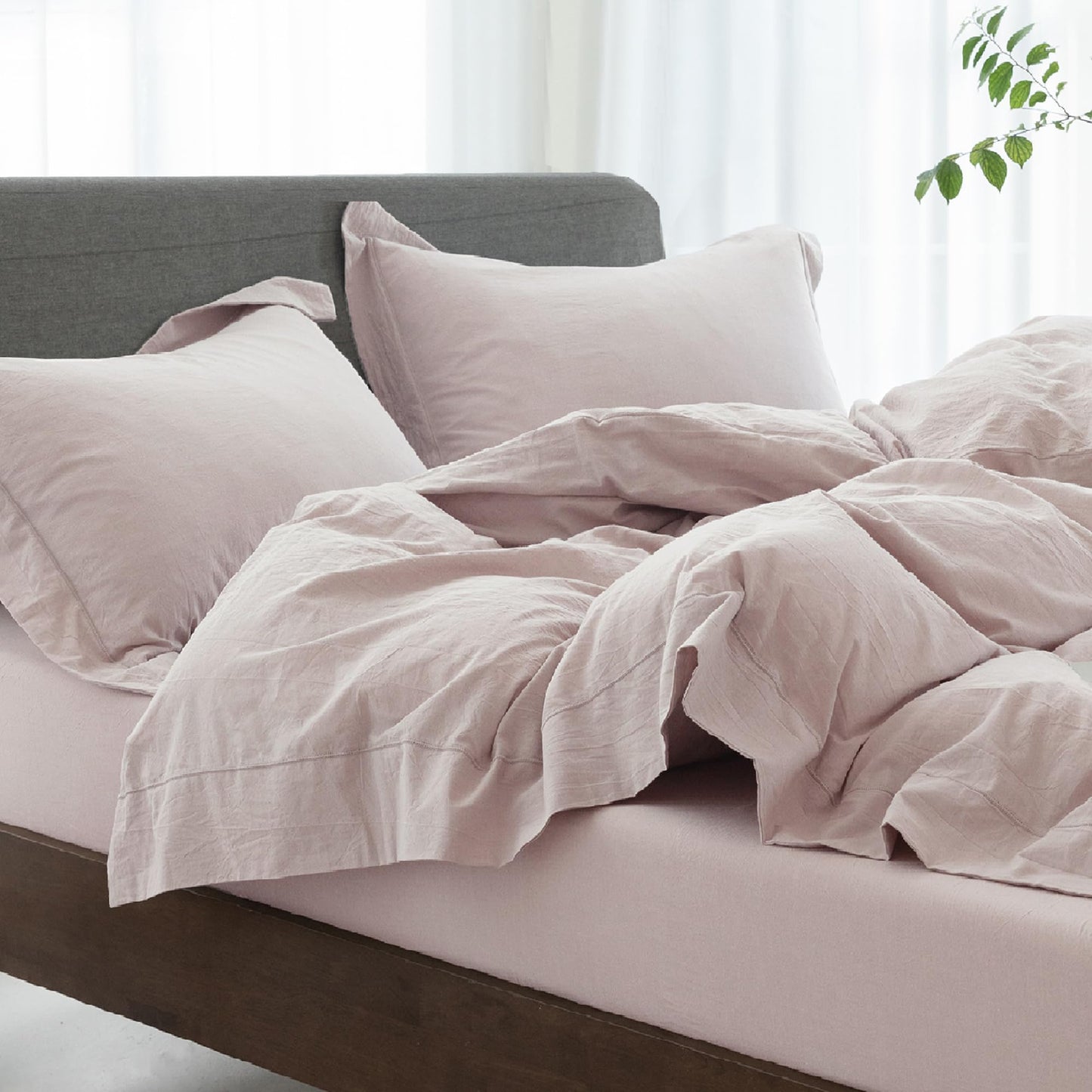 Bedding Duvet Cover Set Linen Like Texture 100% Cotton - Breathable