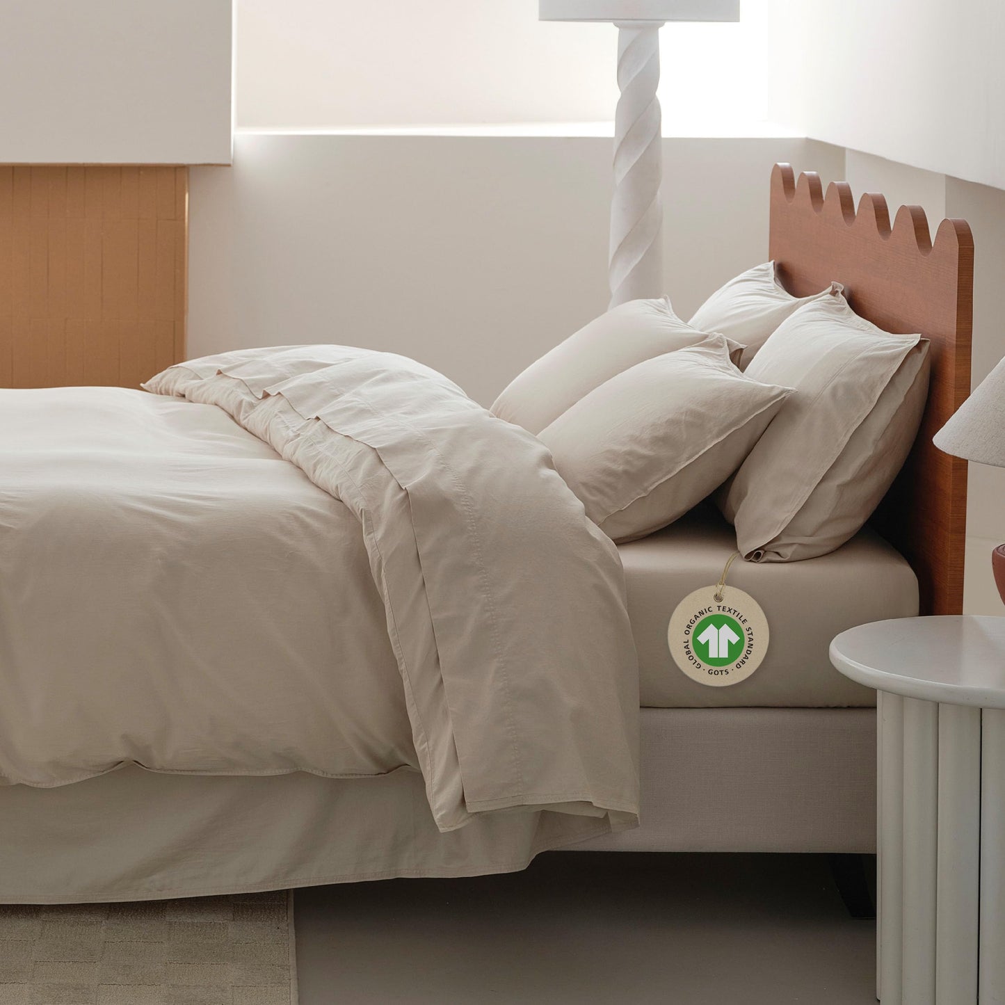 Double Stitch Organic Cotton Sheets - Soft & Breathable Sheet Set 4 Piece, Luxury 300 TC