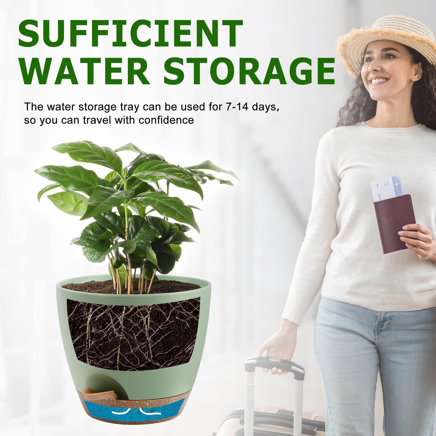 Self Watering Pots, Set of 5 Plastic Planters INdoor/Outdoor