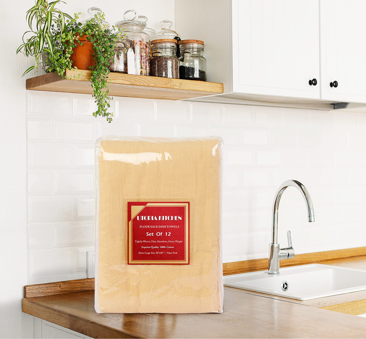 100% Cotton Tea Towels for Cleaning & Drying - Highly Absorbent Kitchen Dish Cloth