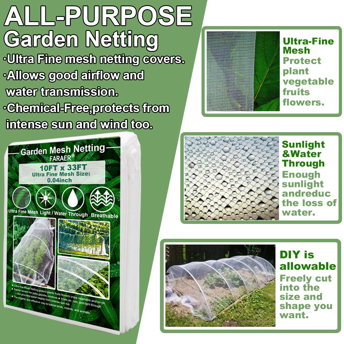 Garden Barrier Netting Ultra Fine - Birds & Animal Garden Protection