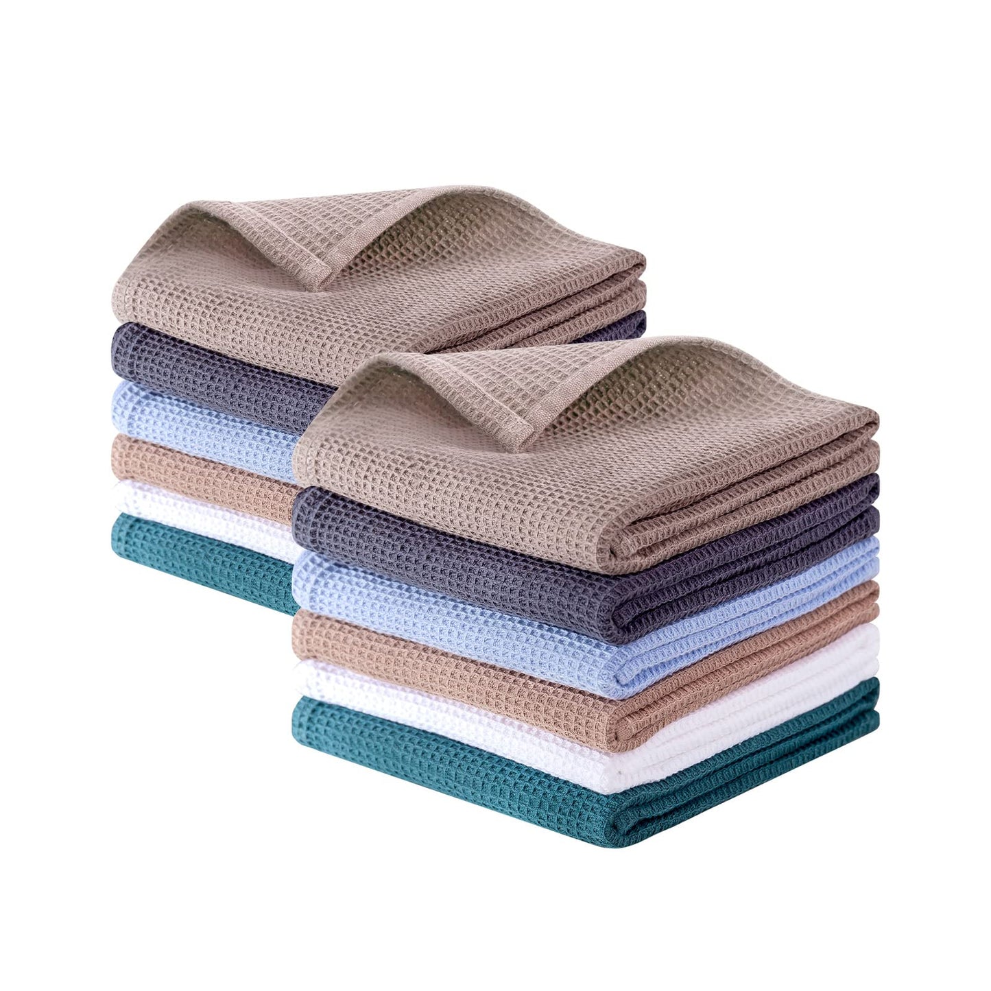Dish Towels Set, 100% Cotton 6 Pack, Super Absorbent for Drying and Cleaning