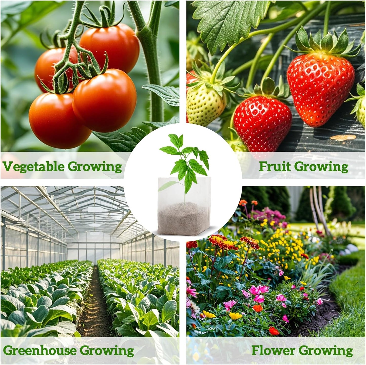 Nursery Grow Bags - 100 PCS Non-Woven Bag, Starter Packs for Plants Seeding (4.7"x4.7")