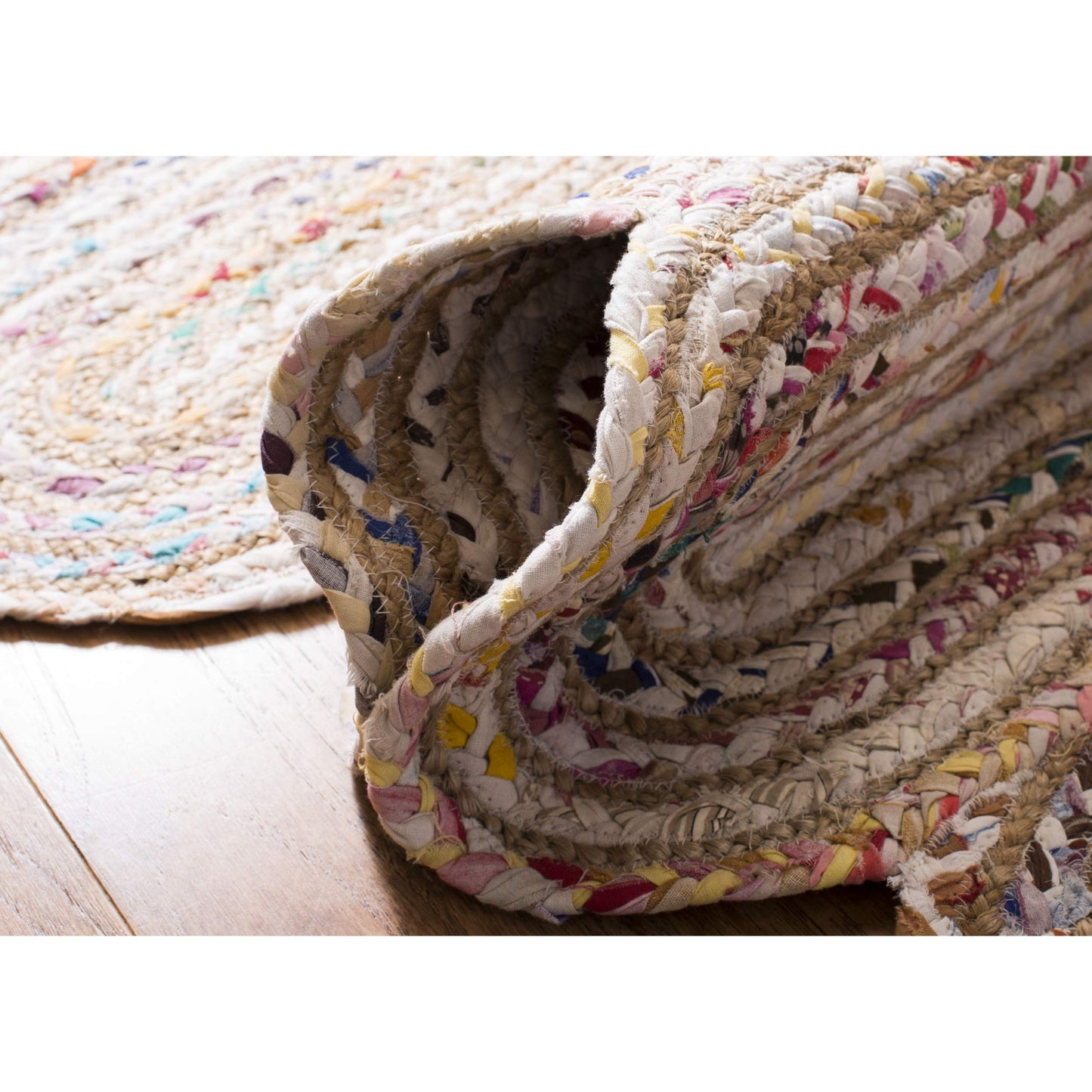 Natural Collection Area Rug - Braided Jute & Cotton