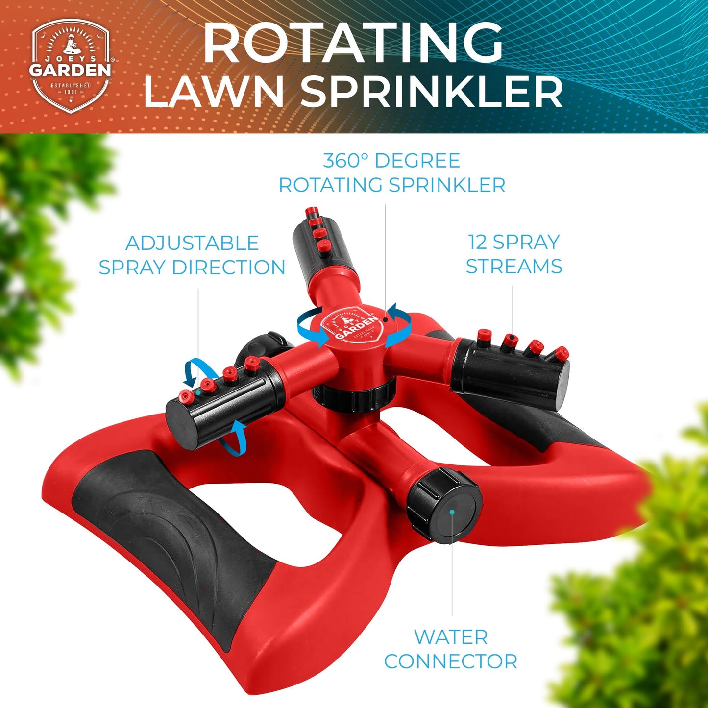 Rotating Garden Sprinkler for Large Area Coverage