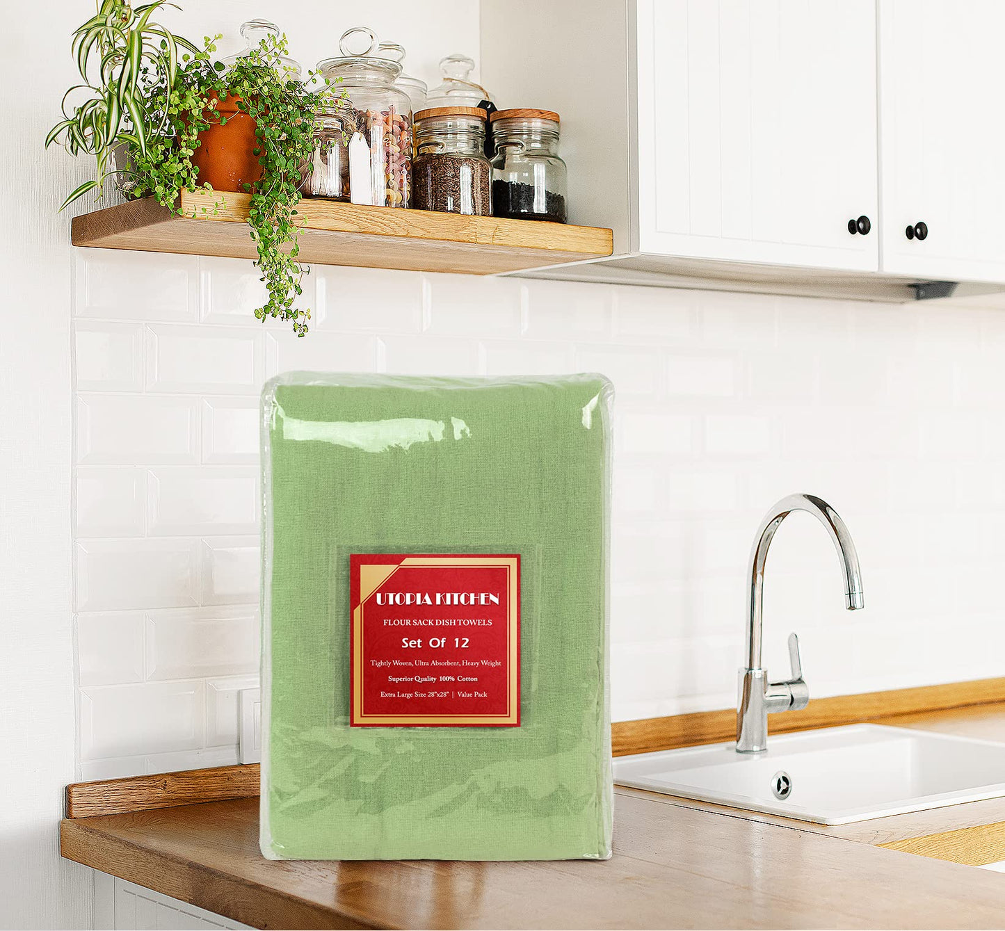 100% Cotton Tea Towels for Cleaning & Drying - Highly Absorbent Kitchen Dish Cloth