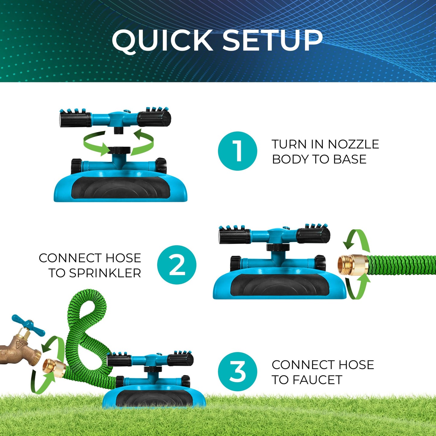 Rotating Garden Sprinkler for Large Area Coverage