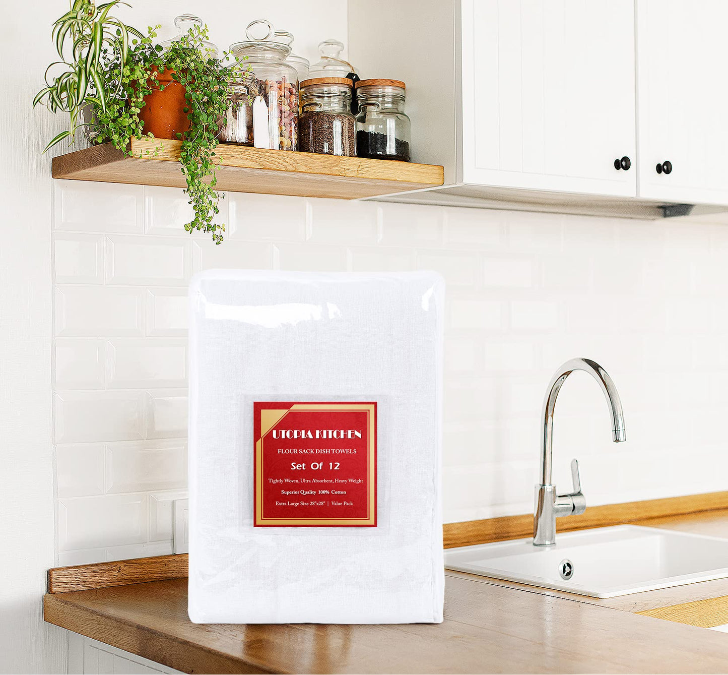 100% Cotton Tea Towels for Cleaning & Drying - Highly Absorbent Kitchen Dish Cloth