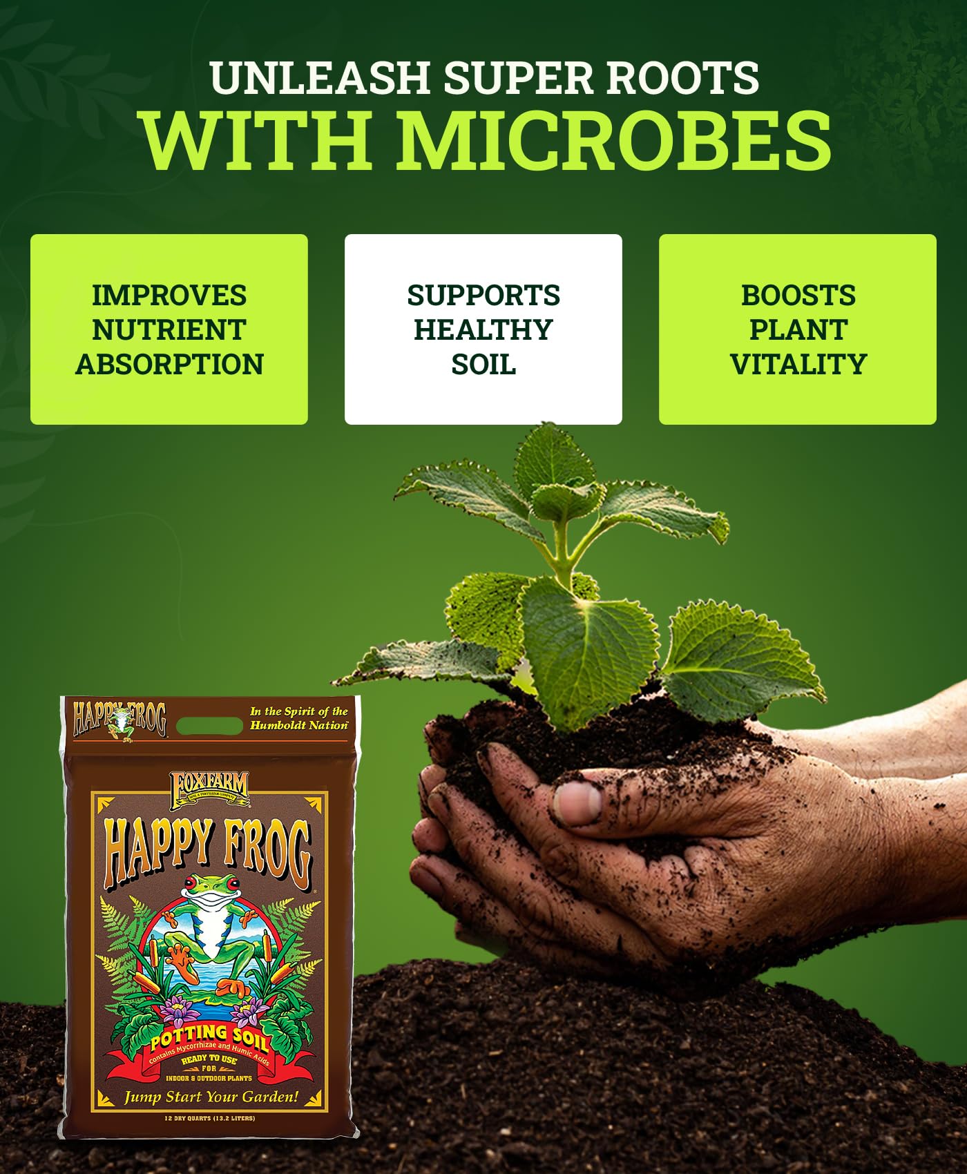 FoxFarm Happy Frog Potting Soil, 12qt – for Indoor/Outdoor Container Plants