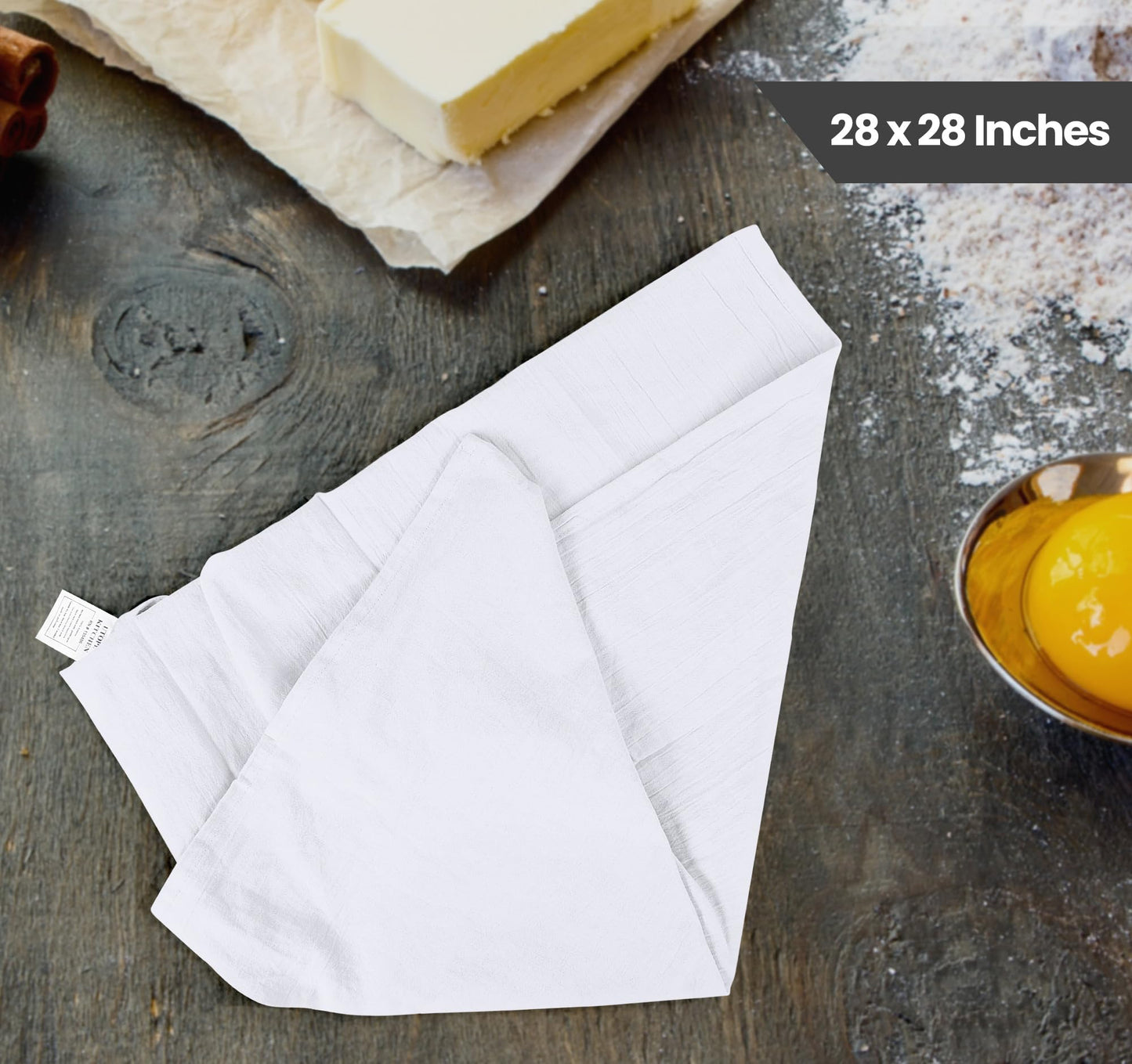 100% Cotton Tea Towels for Cleaning & Drying - Highly Absorbent Kitchen Dish Cloth