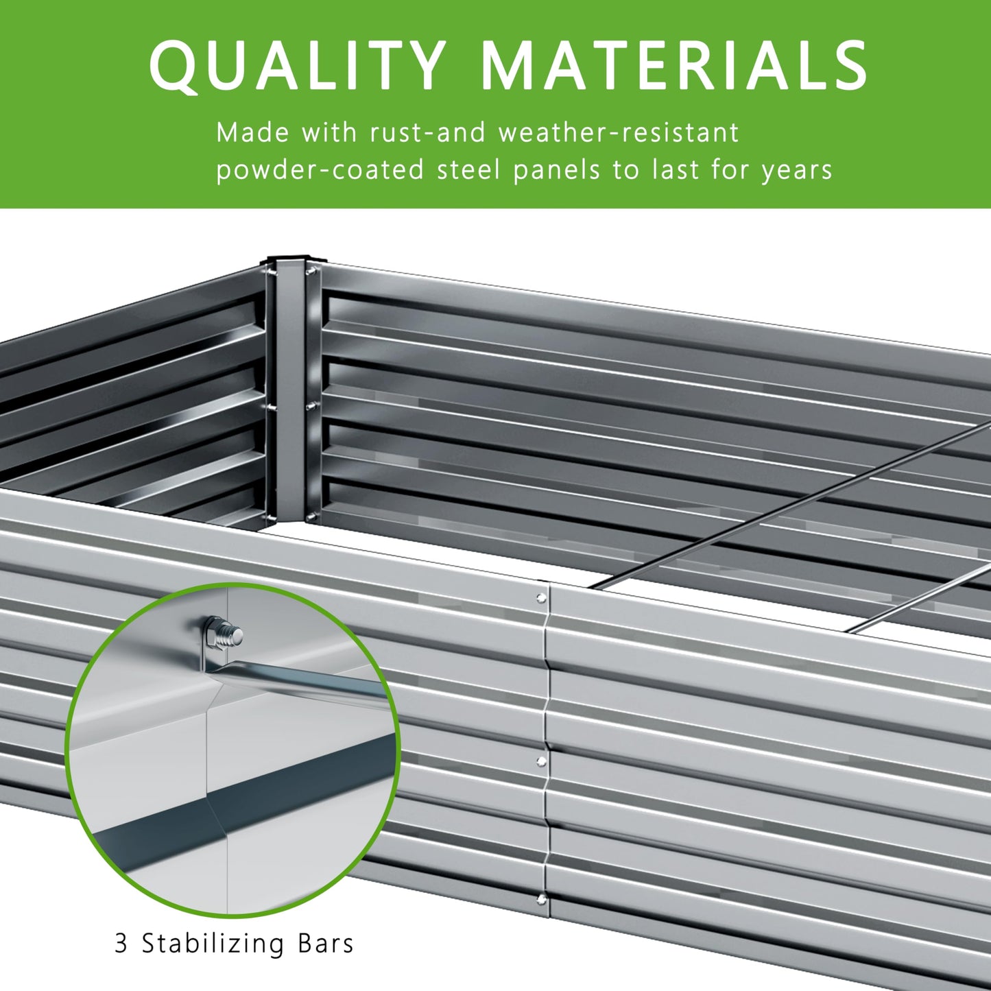 Raised Garden Bed Kit, Rectangle Metal Flower Box,Large Planter Raised Beds