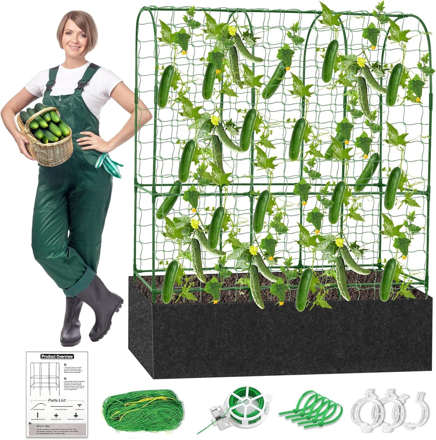 Garden Trellis for Climbing Plants with Grow Bag Nylon Garden Netting (U-Shape)