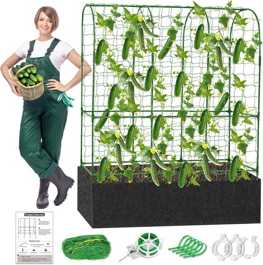 Garden Trellis for Climbing Plants with Grow Bag Nylon Garden Netting (U-Shape)